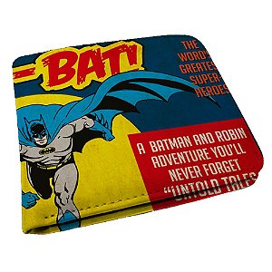CARTEIRA PU DCO BATMAN AND THE MOON AMARELO 9 X 12 CM