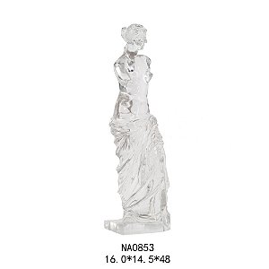 ESTATUETA DE MULHER EM RESINA TRANSPARENTE