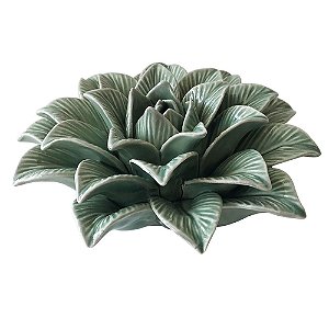 PECA DECORATIVA DE CERAMICA - FLOR VERDE 14,7CM X 14,7CM X 5