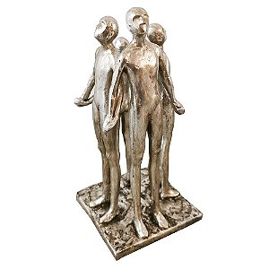 PECA DECORATIVA DE RESINA - GRUPO DE PESSOAS 12CM X 12CM X 2