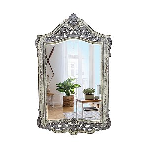 ESPELHO COM MOLDURA DE MADEIRA NAS CORES NATURAL E BRANCO