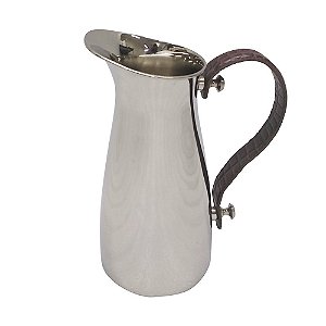 JARRA DE METAL PRATA COM ALCA ESTILO COURO MARROM
