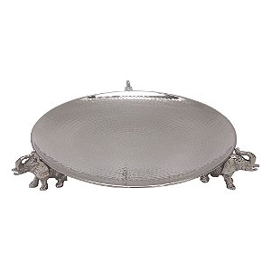 CENTRO DE MESA DE METAL PRATA COM BASE DE ELEFANTE 3D