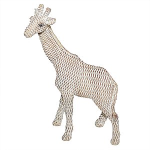 GIRAFA DE RESINA BRANCA E BRONZE 15CM X 6CM X 22CM