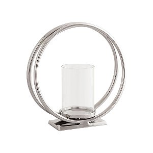 LANTERNA DE METAL PRATA E VIDRO TRANSPARENTE