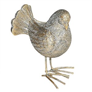 PASSARO DE RESINA OURO VELHO 8,5CM X 6CM X 11,5CM
