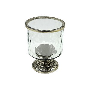 PECA DECORATIVA DE VIDRO TRANSPARENTE COM BASE DE METAL PRAT