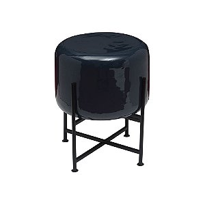 BANQUETA AZUL MARINHO COM BASE DE METAL PRETA