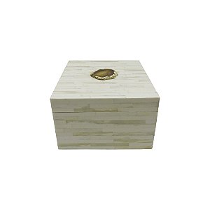 CAIXA DE RESINA ESTILO OSSO COM PEDRA