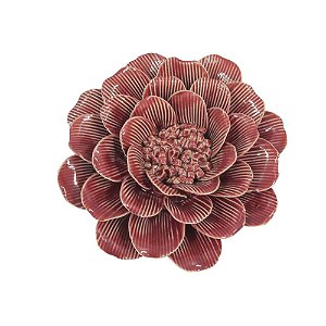 PECA DECORATIVA DE MESA EM CERAMICA - FLOR VERMELHA