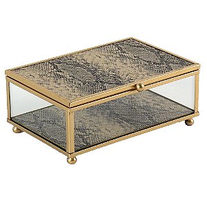 PORTA JÓIAS DE VIDRO COM DESENHO DE COBRA E METAL DOURADO 15
