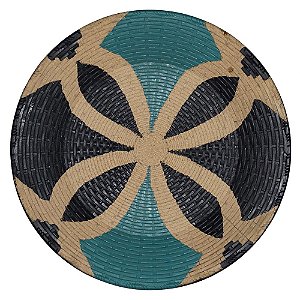 SOUSPLAT DE MDF COM DESENHO PRETO BEGE E AZUL