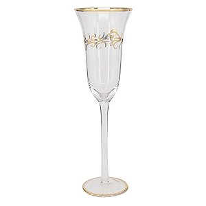 CONJ. DE TACAS PARA CHAMPAGNE DE VIDRO COM DETALHES EM DOURA