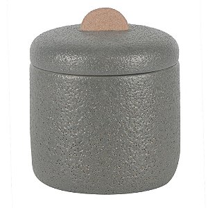 POTE DE CERAMICA CINZA COM O PUXADOR TERRACOTA