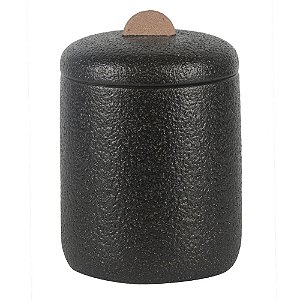 POTE DE CERAMICA PRETO COM O PUXADOR TERRACOTA