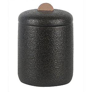 POTE DE CERAMICA PRETO COM O PUXADOR TERRACOTA