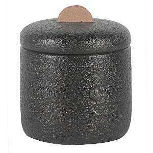 POTE DE CERAMICA PRETO COM O PUXADOR TERRACOTA