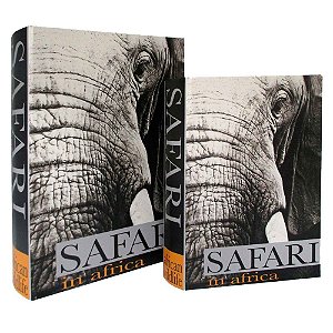 CJ. DE CAIXAS LIVRO DE MADEIRA SAFARI - 2PS