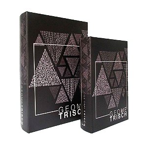 CJ. DE CAIXAS LIVRO DE MADEIRA GEOMETRICA - 2PS