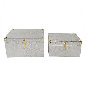CJ DE MALETAS CINZA COM DETALHE DOURADO  2PCS