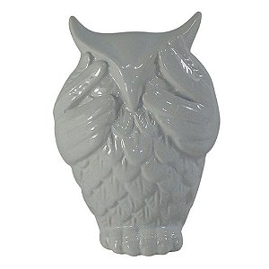CORUJA DECORATIVA QUE NAO VE EM CERAMICA BRANCO 8CM X 6CM X
