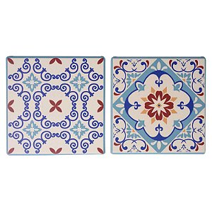 CJ. DE PORTA COPOS DE CERAMICA ESTAMPADAS - 4PS