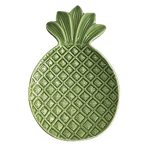 PRATO DE CERAMICA VERDE - ABACAXI
