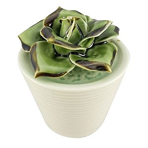 VASO COM SUCULENTA DE CERAMICA 8,5CM X 8,5CM X 10,5CM