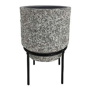 CACHEPOT DE CERAMICA COM SUPORTE DE METAL 12CM X 12CM