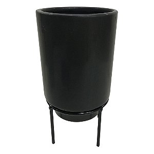 CACHEPOT DE CERAMICA COM SUPORTE DE METAL 12CM X 17,5CM