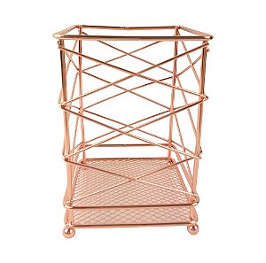 PORTA UTENSILOS DE METAL COBRE 10,5CM X 10,5CM X 15,5CM