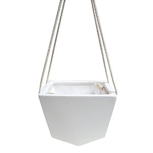 CACHEPOT DE CERAMICA PARA PAREDE BRANCO COM ALCA DE CORDA 13