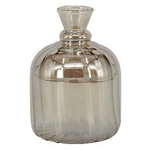 VASO DE VIDRO METALIZADO AMBAR 6,5CM X 6,5CM X 10CM