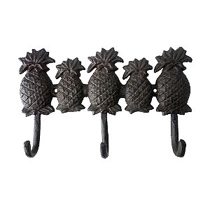 CABIDEIRO EM METAL COM 3 GANCHOS ABACAXI 23,7CM X 3,8CM X 16