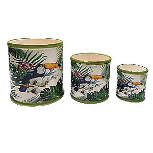CJ DE CACHEPOTS DE CERAMICA DE TUCANO  3 PCS G 13CM X 13,5CM
