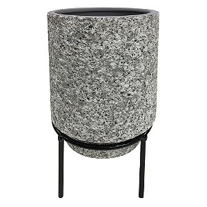 CACHEPOT DE CERAMICA COM SUPORTE DE METAL 12CM X 17,5CM