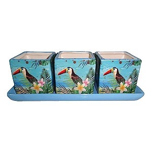 CJ DE CACHEPOTS DE CERAMICA  3 PCS 26CM X 9,5CM X 8,8CM