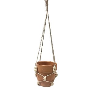CACHEPOT DE CERAMICA PARA PAREDE TERRACOTA COM ALCA DE CORDA