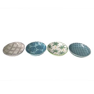 CONJ. DE BOWLS EM CERAMICA ESTAMPADO  4 PCS 9,4CM X 9,4CM X