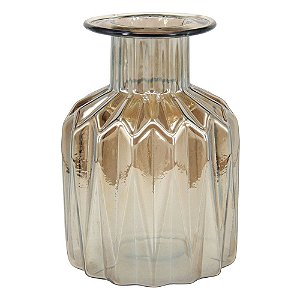 VASO DE VIDRO METALIZADO AMBAR 10CM X 10CM X 14CM