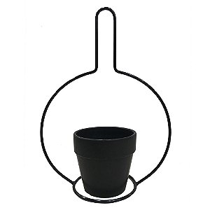 CACHEPOT DE CERAMICA COM SUPORTE DE METAL 12CM X 11CM