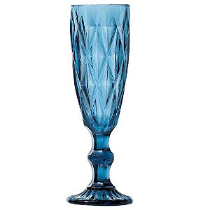 CJ TACAS DE CHAMPAGNE DE VIDRO AZUL  6 PCS 5,8CM X 19,8CM