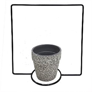 CACHEPOT DE CERAMICA COM SUPORTE DE METAL 12CM X 11CM