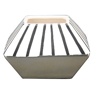 VASO DE CERAMICA COM LISTRAS LISTRADO BRANCO, PRETO E DOURAD