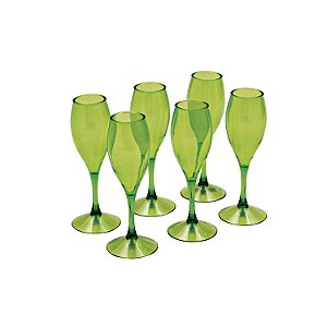 CJ DE TACAS CHAMPAGNE ACRILICO VERDE 6 PCS