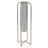 VASO EM METAL E VIDRO DOURADO E TRANSPARENTE 9CM X 9CM X 33,