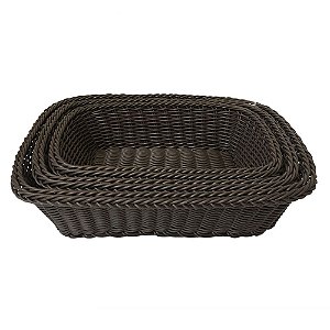 CONJ. DE CESTOS EM FIBRA SINTETICA MARROM  3 PCS G  30CM X 2