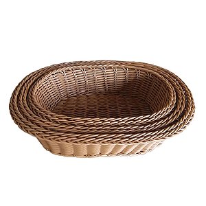 CONJ. DE CESTOS EM FIBRA SINTETICA BEGE  3 PCS G  30CM X 23C