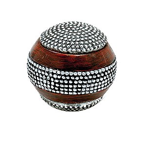 BOLA DE RESINA COM DETALHE EM MADEIRA- 12 CM