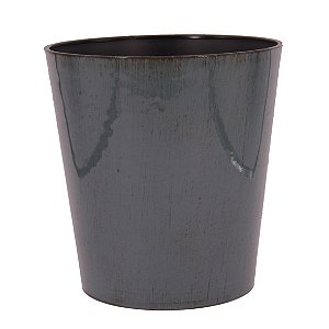 VASO DECORATIVO EM PLASTICO CINZA 16,5CM X 12,5CM X 17CM